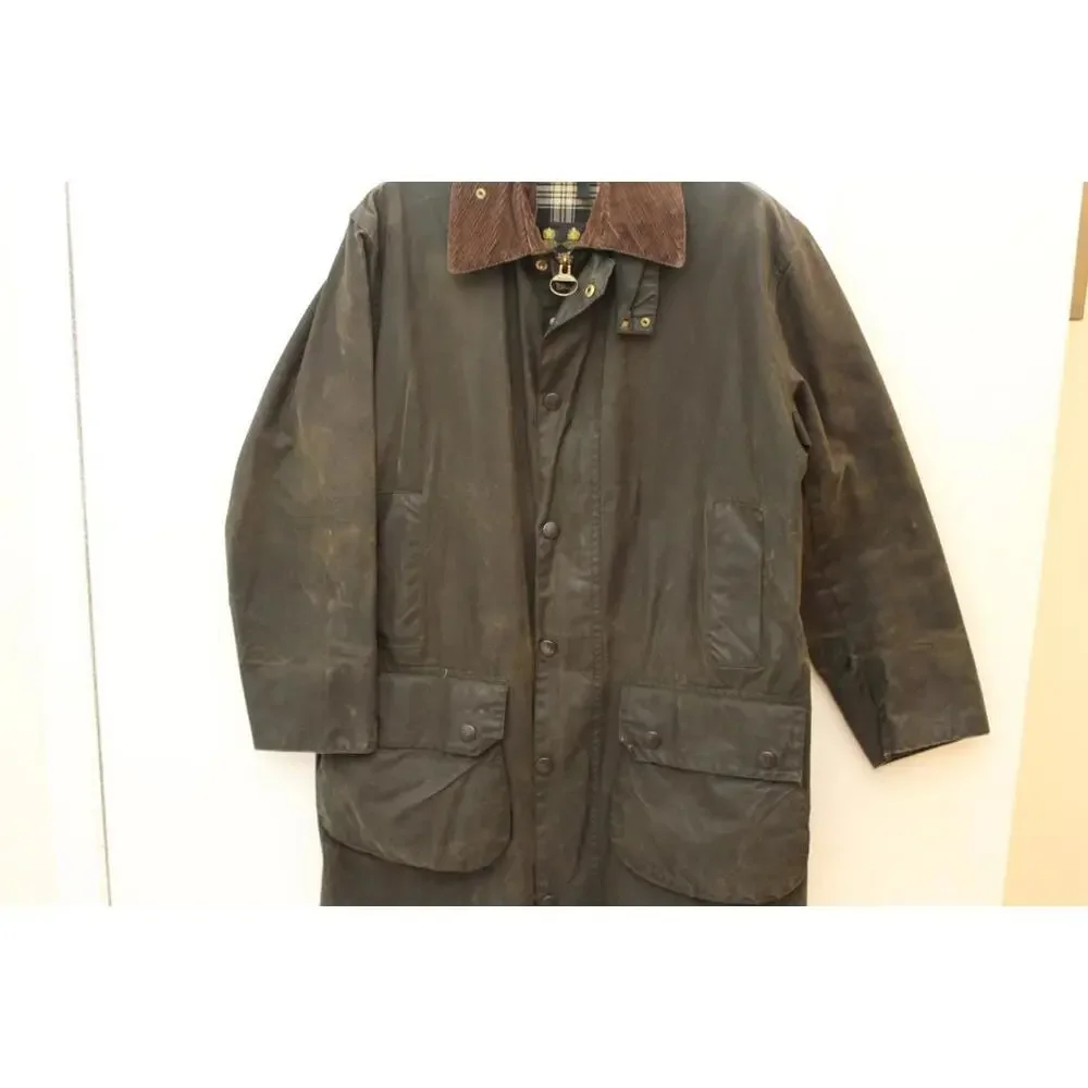 Barbour Vintage A200 Border Wax Jacket C38 Small Sage Green Country England - Picture 3 of 15
